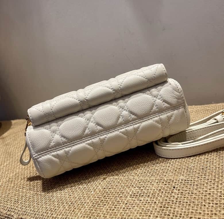 Dior Caro Double Pouch White Supple Cannage Calfskin - DHB10 - 7