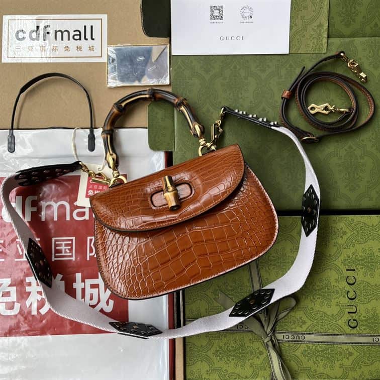 Gucci Bamboo 1947 crocodile handbag - GHB253 - 1