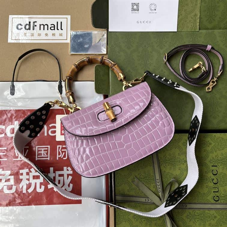 Gucci Bamboo 1947 crocodile handbag - GHB254 - 1