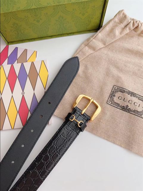 Gucci Caiman belt with crystal Horsebit - BEL19 - 6