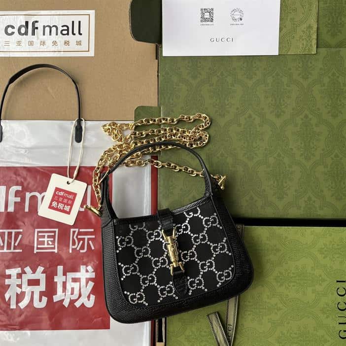 Jackie 1961 mini crystal GG lizard bag - GHB256 - 1