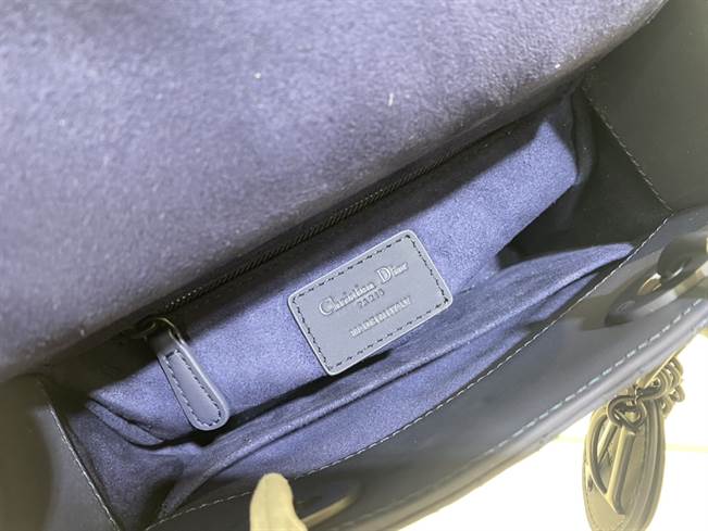 MEDIUM ULTRAMATTE LADY DIOR BAG Indigo Blue Ultramatte Cannage Calfskin - DHB42 - 8