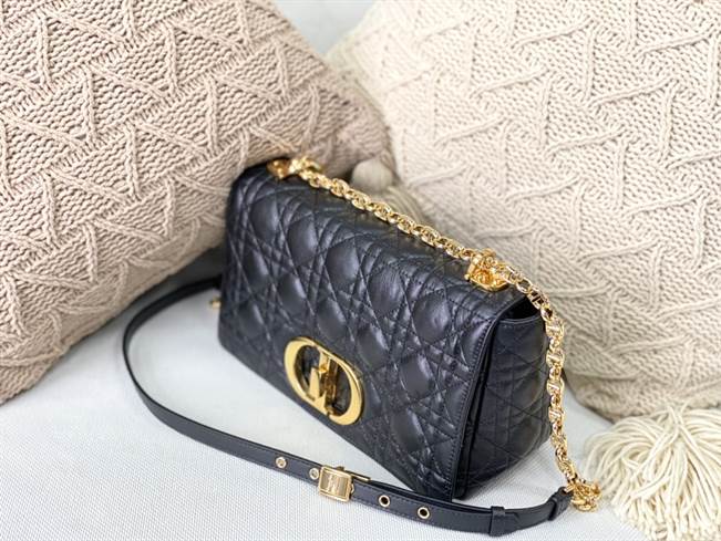 Medium Dior Caro Bag Black Supple Cannage Calfskin - DHB28 - 7