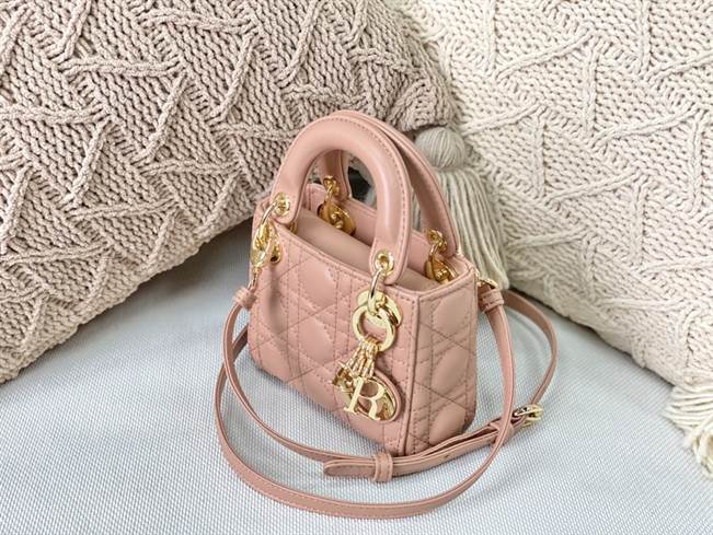 Micro Lady Dior Bag Rose Des Vents Cannage Lambskin - DHB31 - 8