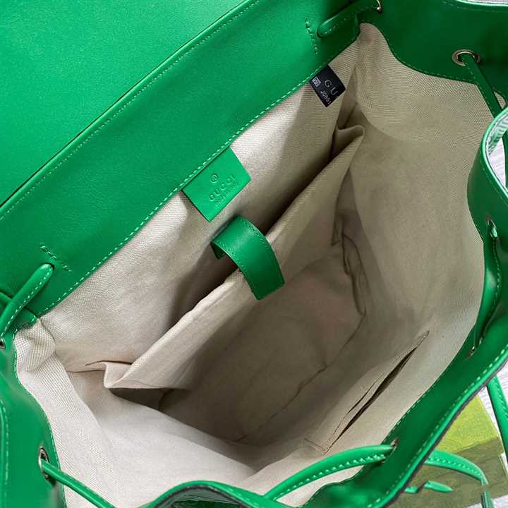 Gg Embossed Backpack In Green Leather GBP015 - 9