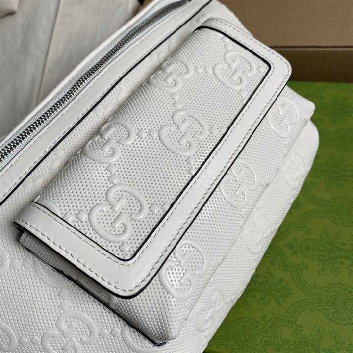 Gg Embossed Belt Bag In White Gg Embossed Leather GBB018 - 10