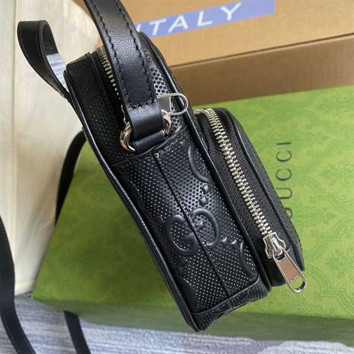 Gg Embossed Mini Bag In Black Leather GMB017 - 9
