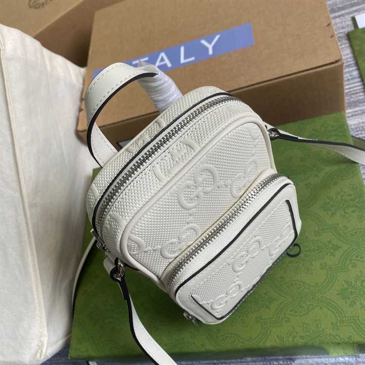 Gg Embossed Mini Bag In White Leather GMB016 - 10