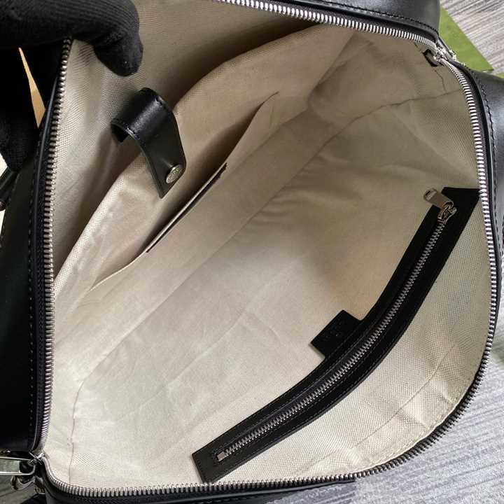 Gucci GG Embossed Briefcase Black Leather Cotton Linen Lining - GBC005 - 10