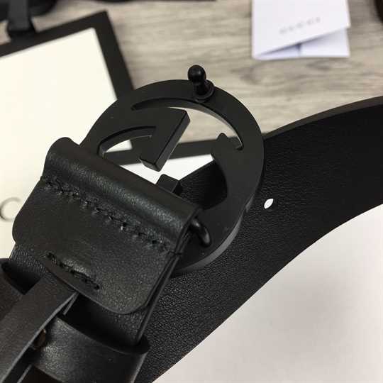 Gucci Matte Black Interlocking G Belt Leather - BPR001 - 7