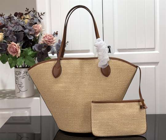 Louis Vuitton Caramel Brown Synthetic Knitted Raffia Shoulder Bag - LTB550 - 2
