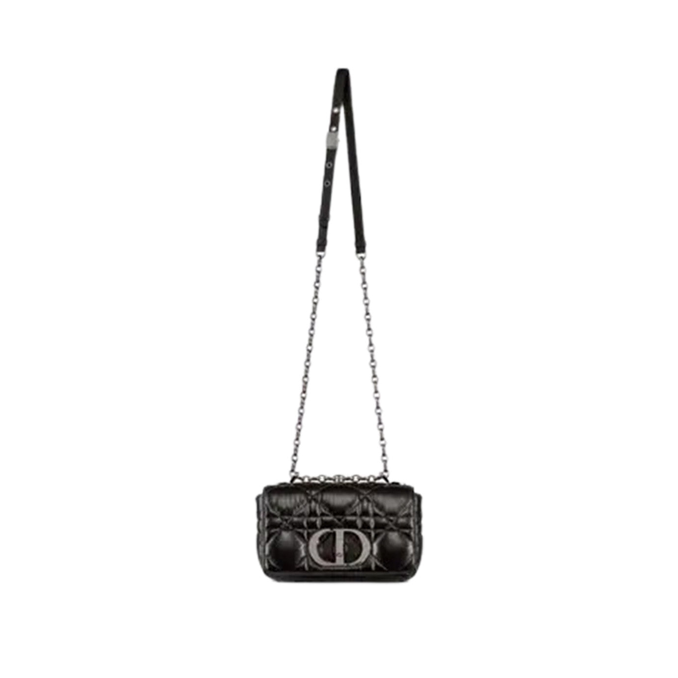 SMALL DIOR CARO BAG Black Quilted Macrocannage Calfskin - DHB49 - 4