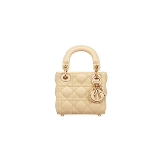 MICRO LADY DIOR BAG Pale Yellow Cannage Lambskin - DHB122 - 1