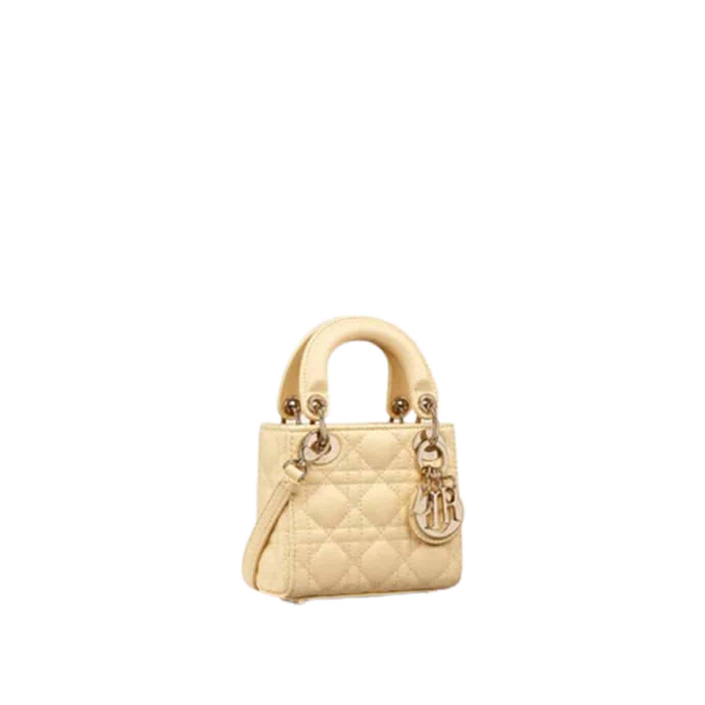 MICRO LADY DIOR BAG Pale Yellow Cannage Lambskin - DHB122 - 2