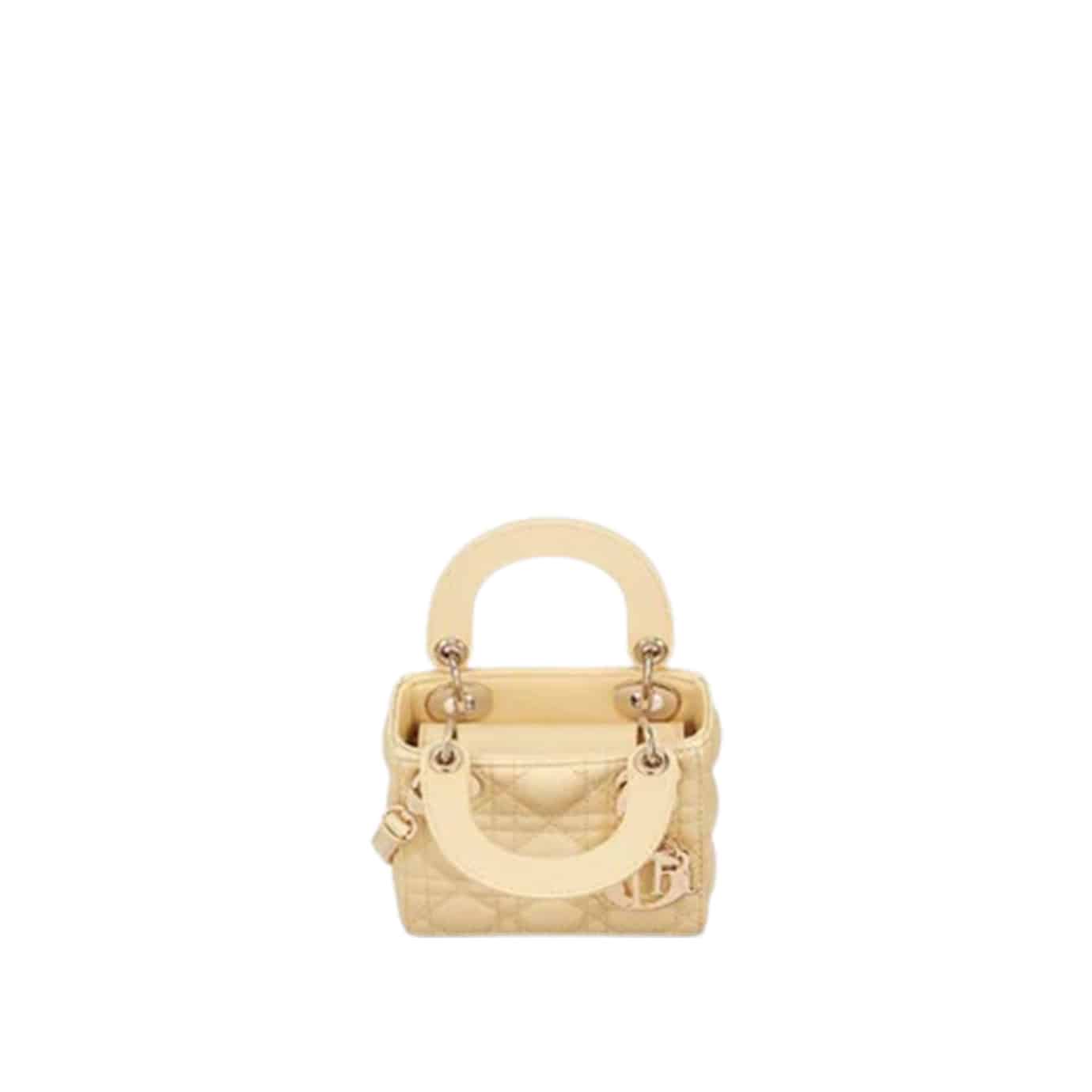 MICRO LADY DIOR BAG Pale Yellow Cannage Lambskin - DHB122 - 3