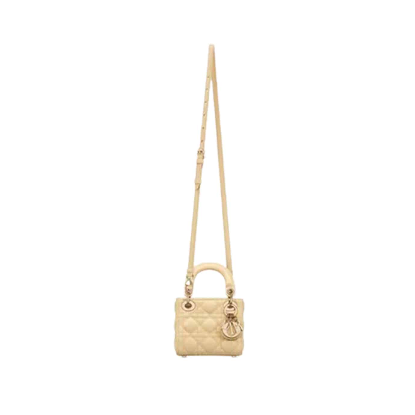 MICRO LADY DIOR BAG Pale Yellow Cannage Lambskin - DHB122 - 4