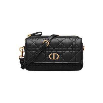 DIOR CARO POUCH Black Supple Cannage Calfskin - DHB09 - 1