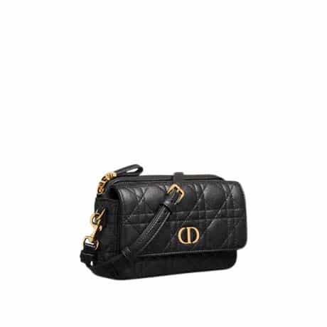 DIOR CARO POUCH Black Supple Cannage Calfskin - DHB09 - 2