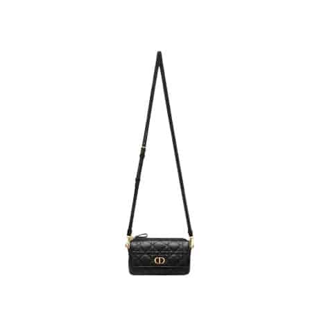 DIOR CARO POUCH Black Supple Cannage Calfskin - DHB09 - 4