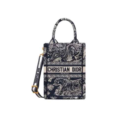 MINI DIOR BOOK TOTE PHONE BAG Blue Toile de Jouy Reverse Embroidery - DHB107 - 1