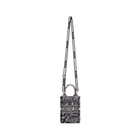 MINI DIOR BOOK TOTE PHONE BAG Blue Toile de Jouy Reverse Embroidery - DHB107 - 3