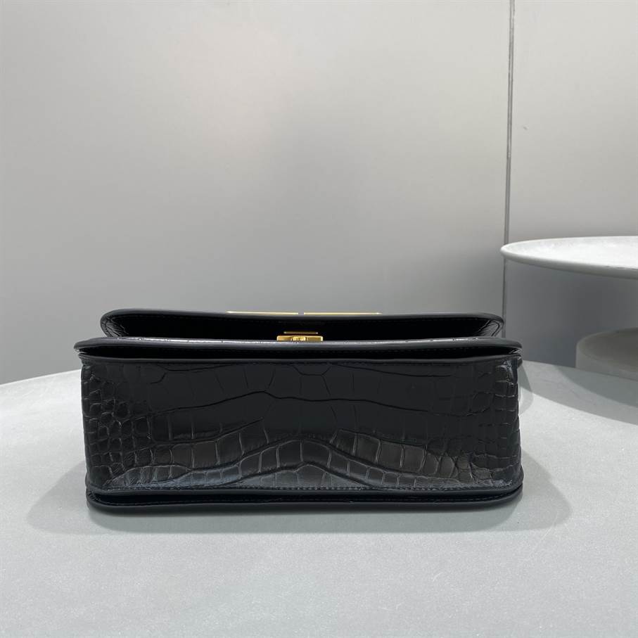 Women'S Gossip Small Bag In Extra Supple Crocodile Embossed Calfskin In Black - BHB04 - 8