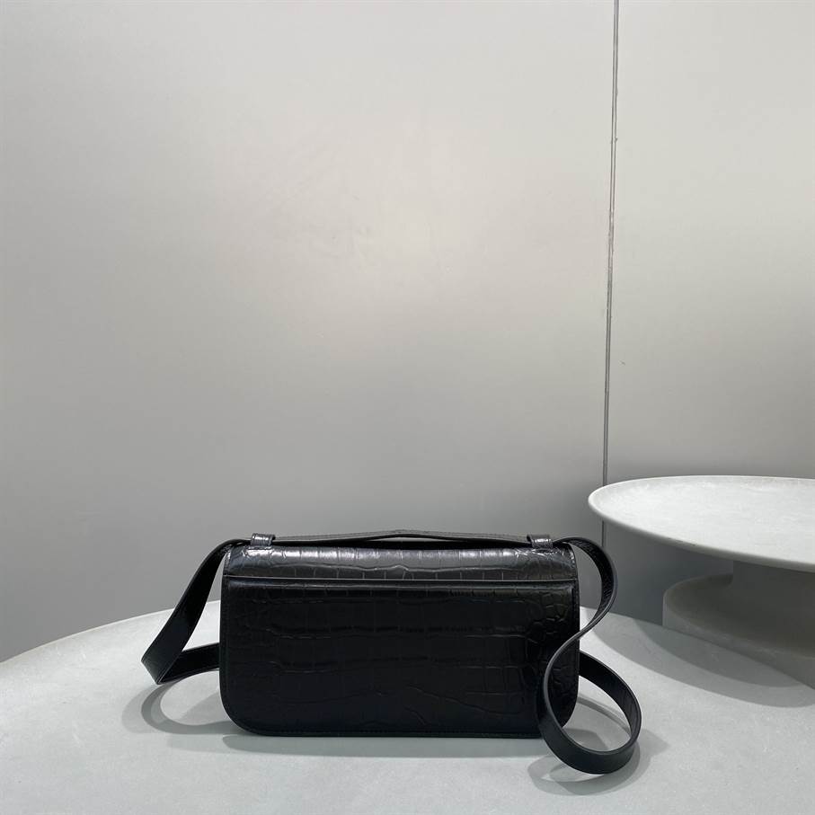 Women'S Gossip Small Bag In Extra Supple Crocodile Embossed Calfskin In Black - BHB04 - 2