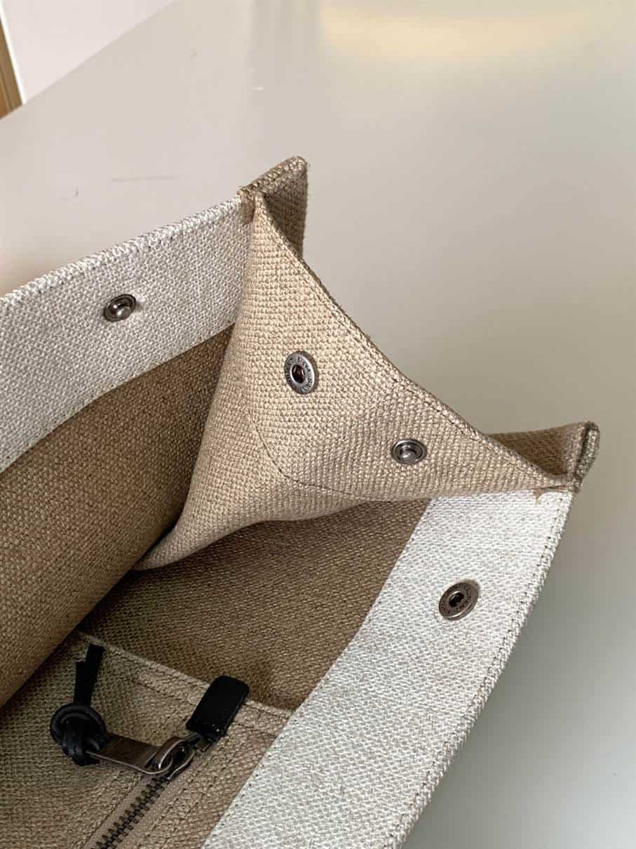 Rive Gauche Tote Bag In Linen And Leather - YPS16 - 4