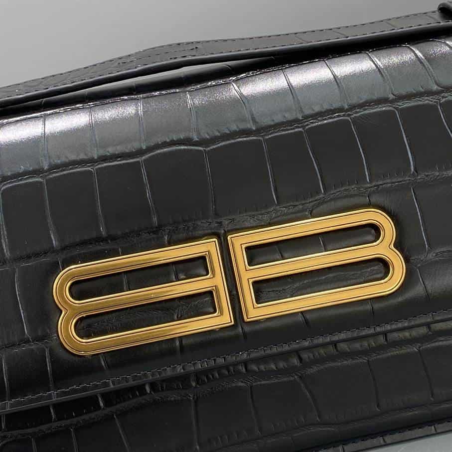 Women'S Gossip Small Bag In Extra Supple Crocodile Embossed Calfskin In Black - BHB04 - 7