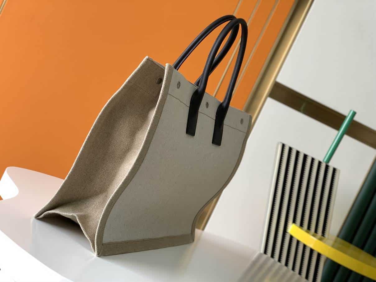 Rive Gauche Tote Bag In Linen And Leather - YPS16 - 8