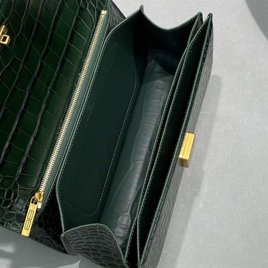 Women'S Gossip Small Bag In Extra Supple Crocodile Embossed Calfskin In Forest Green - BHB03 - 6