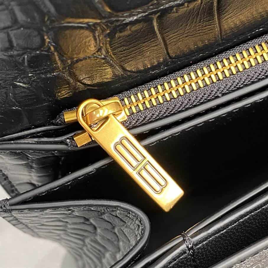 Women'S Gossip Small Bag In Extra Supple Crocodile Embossed Calfskin In Black - BHB04 - 4