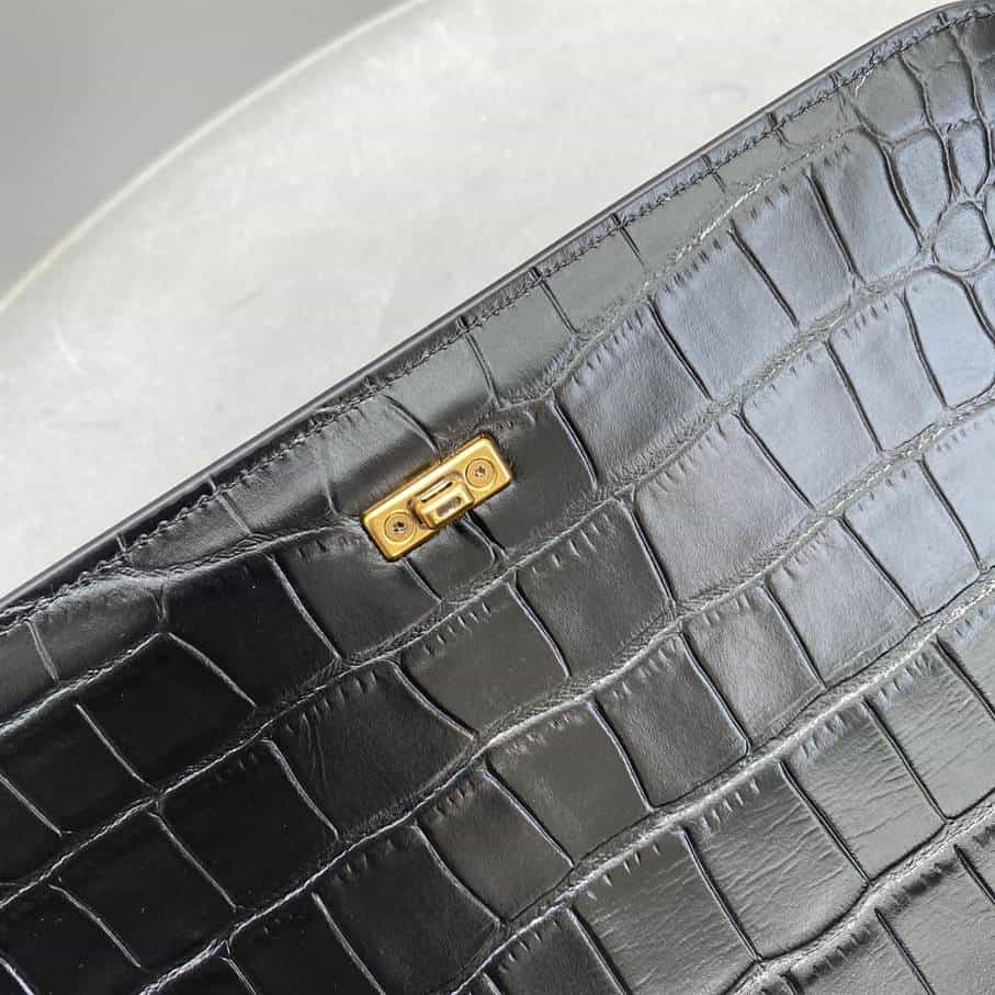 Women'S Gossip Small Bag In Extra Supple Crocodile Embossed Calfskin In Black - BHB04 - 5