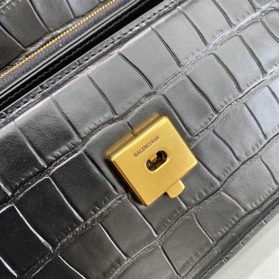 Women'S Gossip Small Bag In Extra Supple Crocodile Embossed Calfskin In Black - BHB04 - 6