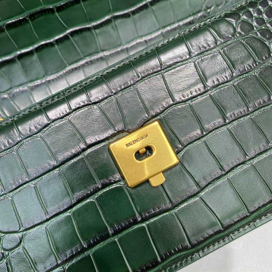 Women'S Gossip Small Bag In Extra Supple Crocodile Embossed Calfskin In Forest Green - BHB03 - 7