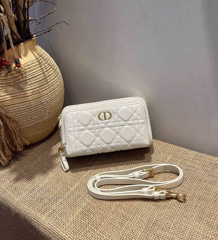 Dior Caro Double Pouch White Supple Cannage Calfskin - DHB10 - 3