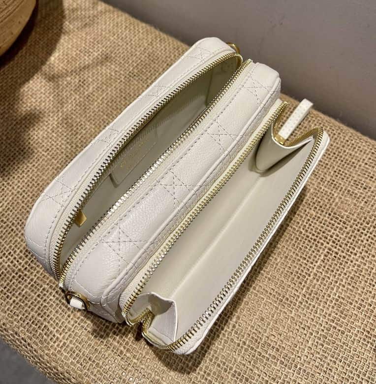 Dior Caro Double Pouch White Supple Cannage Calfskin - DHB10 - 4