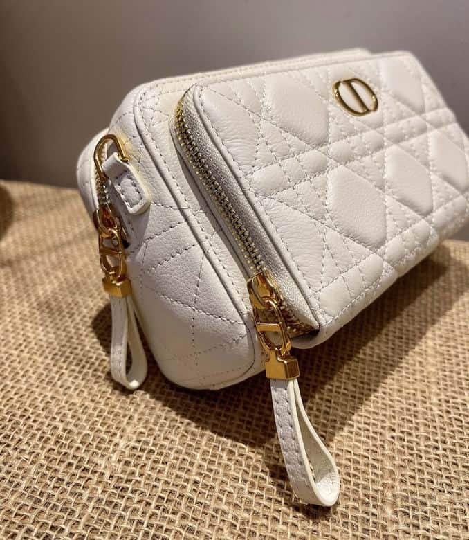 Dior Caro Double Pouch White Supple Cannage Calfskin - DHB10 - 6