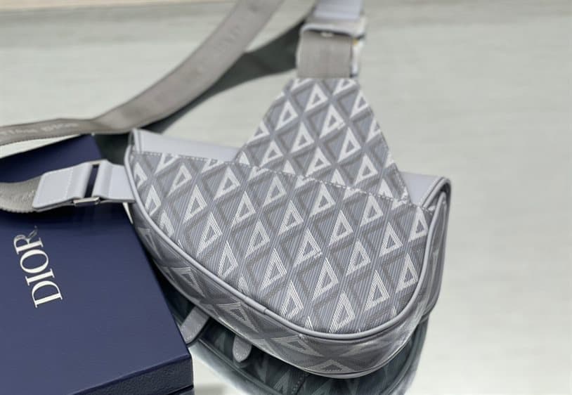 Dior Saddle bag Dior Gray CD Diamond Canvas and Smooth Calfskin - DMB08 - 3