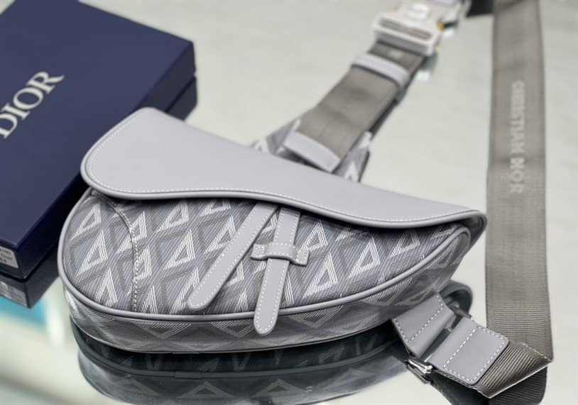 Dior Saddle bag Dior Gray CD Diamond Canvas and Smooth Calfskin - DMB08 - 7