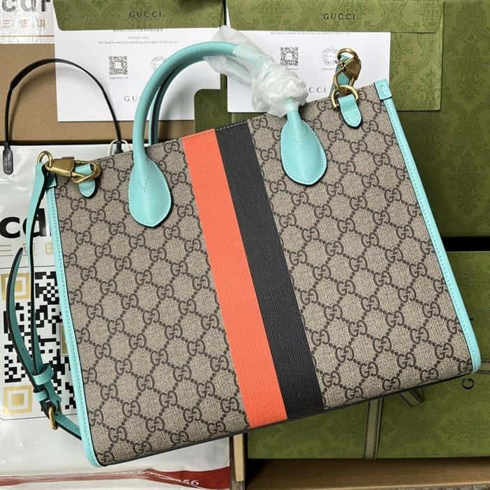 GG Small Tote Bag Blue Orange - GTB200 - 2