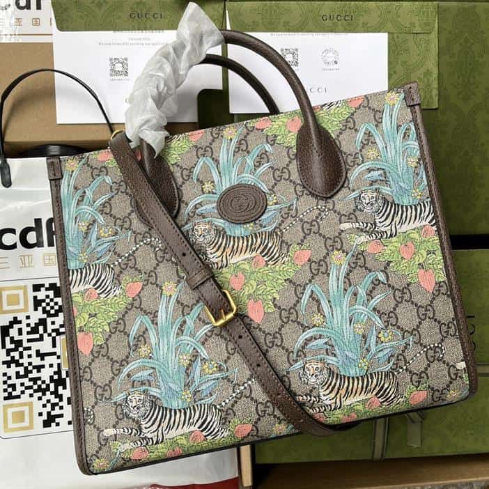 GG Small Tote Bag Brown Blue - GTB198 - 1