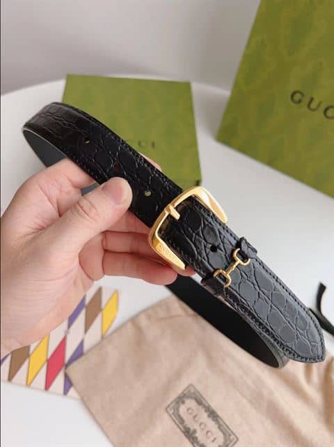 Gucci Caiman belt with crystal Horsebit - BEL19 - 3