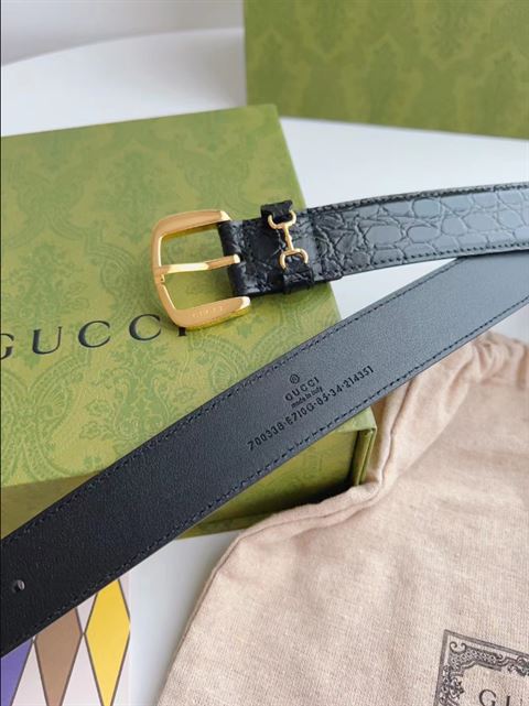 Gucci Caiman belt with crystal Horsebit - BEL19 - 4