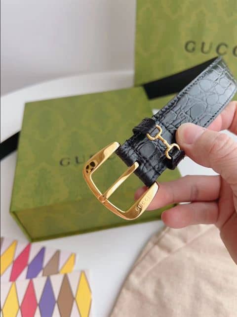 Gucci Caiman belt with crystal Horsebit - BEL19 - 5