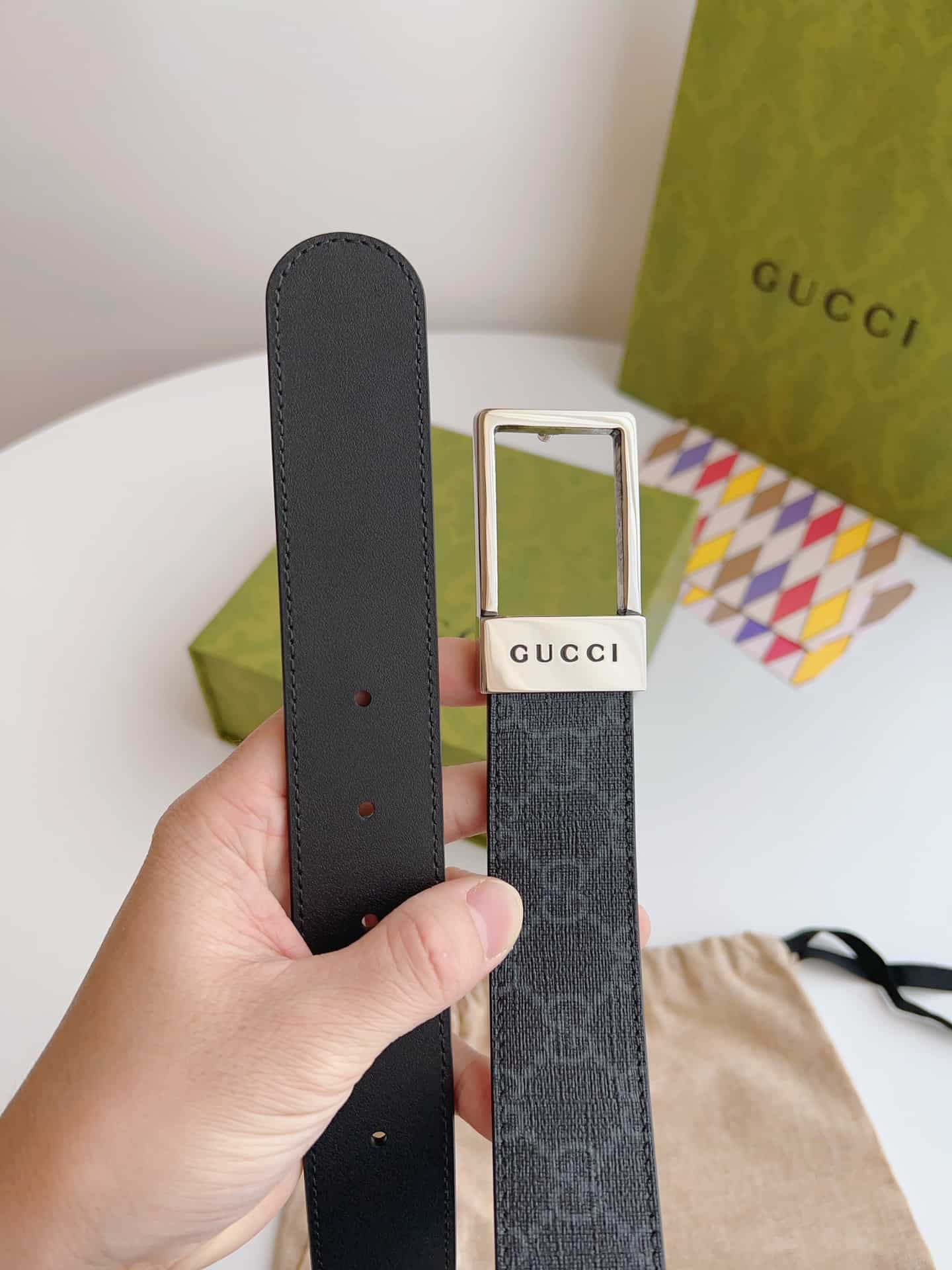 Gucci GG belt with rectangular buckle - BELT28 - 3