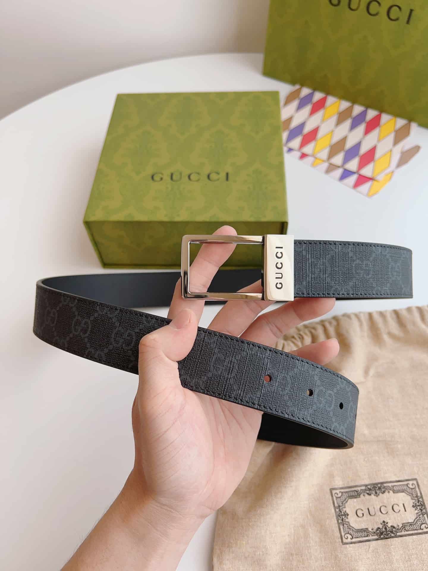 Gucci GG belt with rectangular buckle - BELT28 - 2