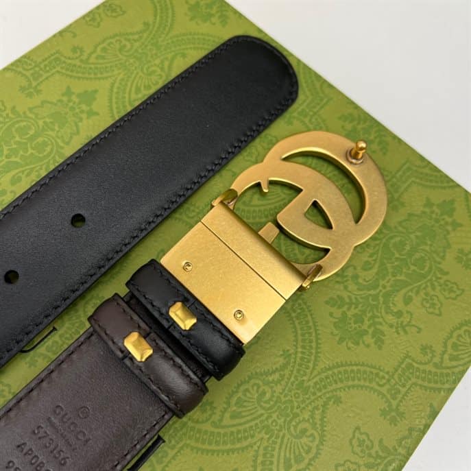 Leather Belt With Double G Buckle - BELT39 - 3