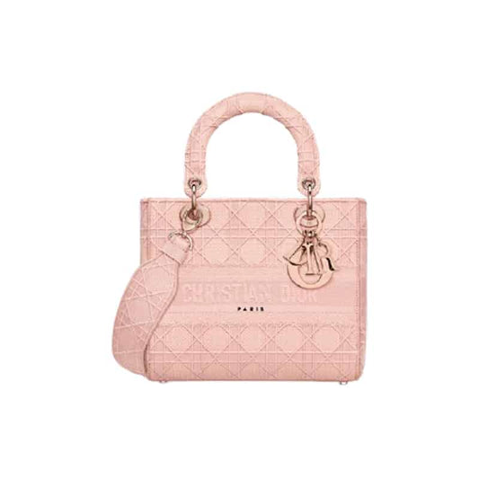 MEDIUM LADY D-LITE BAG Bois de Rose Cannage Embroidery - DHB47 - 1