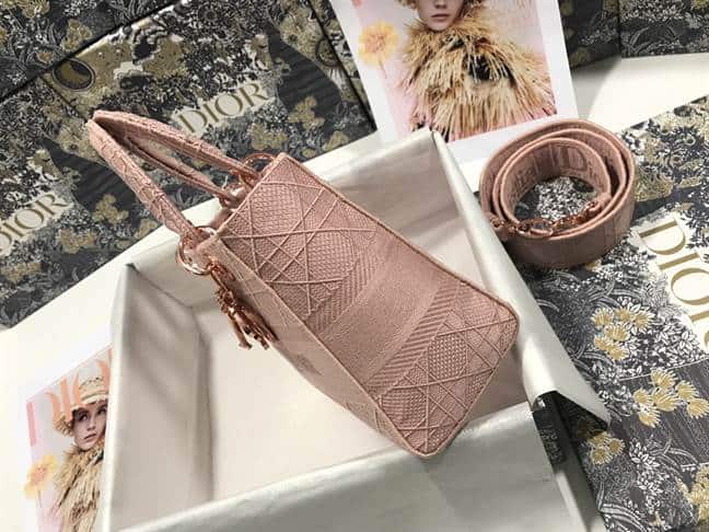 MEDIUM LADY D-LITE BAG Bois de Rose Cannage Embroidery - DHB47 - 5